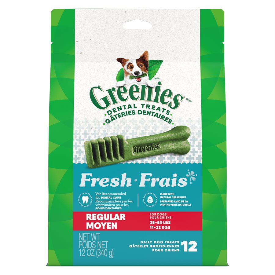 Paquet de friandises Greenies Canine Fresh Mint, format régulier, 12 oz