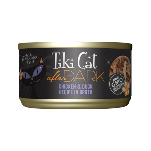 Nourriture humide pour chats Tiki Cat® After Dark™ au poulet et au canard dans un bouillon, 2,8 oz