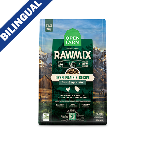 ALIMENTS SÈCHES POUR CHIENS OPEN FARM® RAWMIX OPEN PRAIRIE RECIPE À BASE DE CÉRÉALES ET DE LÉGUMINEUSES