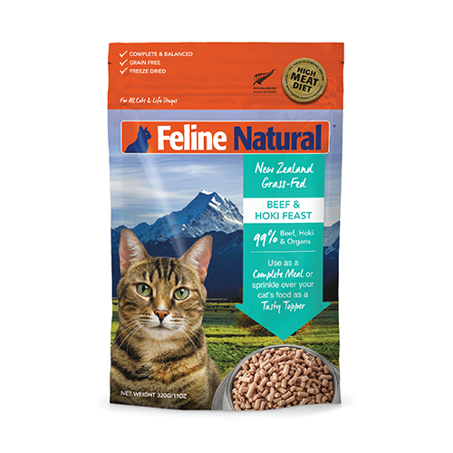 NOURRITURE LYOPHILISÉE POUR CHATS FELINE NATURAL™ AU BŒUF ET AU HOKI 320 G