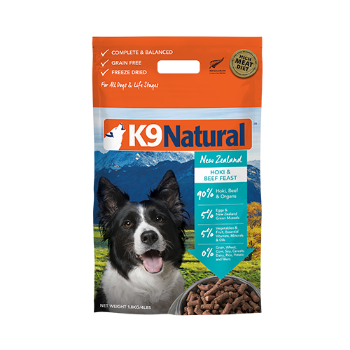 K9 NATURAL™ HOKI & BEEF FEAST NOURRITURE LYOPHILISÉE POUR CHIENS 1,8 KG