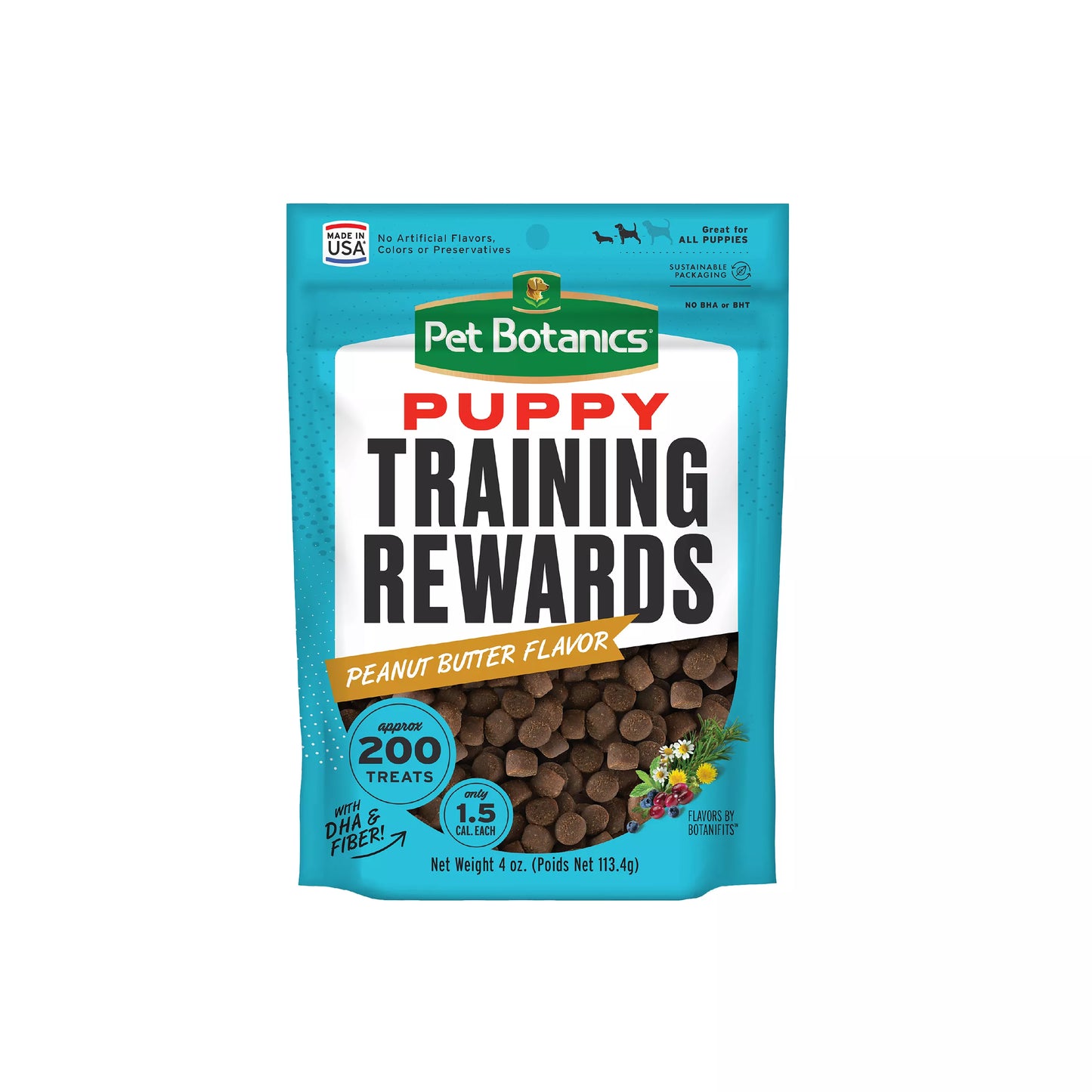 PET BOTANICS® TRAINING REWARDS™ PUPPY PEANUT BUTTER SOFT & CHEWY MINI PUPPY TREAT 4OZ