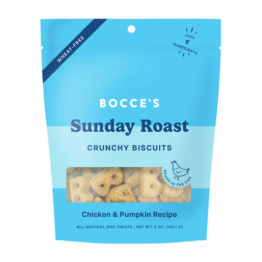 Bocce's Bakery Sunday Roast Chicken & Pumpkin Recipe Crunchy Biscuits Dog Treats 5oz