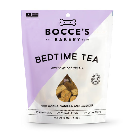 Thé au coucher de Bocce's Bakery avec friandises pour chiens à la banane, à la vanille et à la lavande 5 oz 