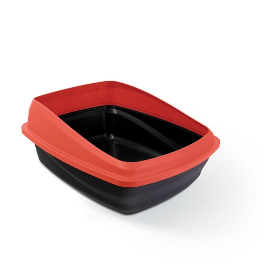 Catit Cat Pan with Removable Rim - Red & Charcoal