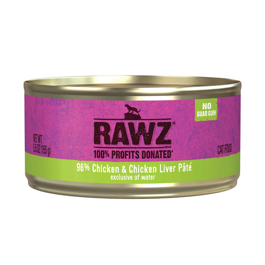 Nourriture humide pour chats RAWZ® 96 % de poulet et de pâté de foie de poulet 5,5 oz