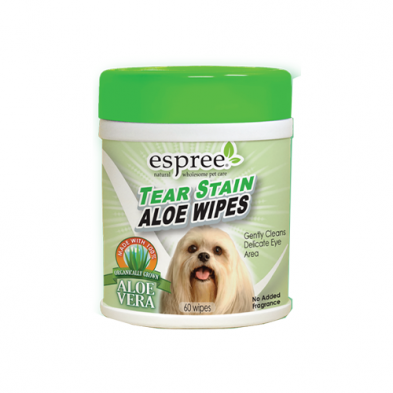 Lingettes anti-taches de larmes à l'aloès pour chiens Espree® (60 unités)