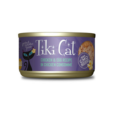 Nourriture humide pour chats Tiki Cat® Luau™ au poulet et aux œufs dans un consommé de poulet 2,8 oz