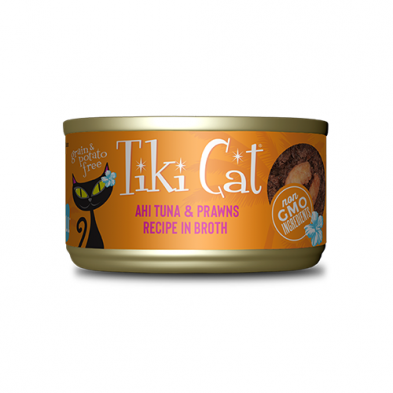 Nourriture humide pour chats Tiki Cat® Recette de thon ahi et de crevettes en bouillon 2,8 oz