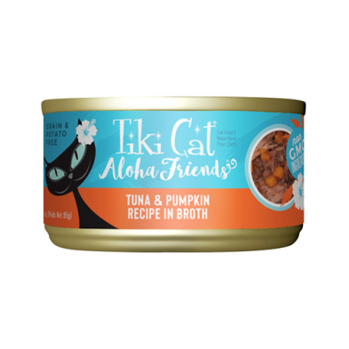 Nourriture humide pour chats Tiki Cat® Aloha Friends™ au thon et à la citrouille dans un bouillon, 3 oz