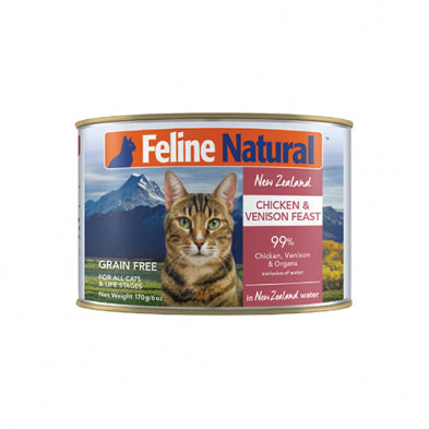 Feline Natural™ Festin de poulet et de chevreuil de Nouvelle-Zélande dans de l'eau de Nouvelle-Zélande Nourriture humide sans céréales pour chats 6 oz