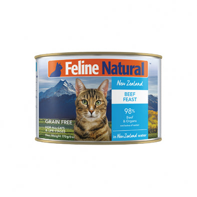 Feline Natural™ Festin de bœuf de Nouvelle-Zélande dans de l'eau de Nouvelle-Zélande Nourriture humide sans céréales pour chats 6 oz