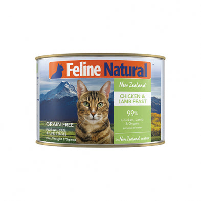 Feline Natural™ Festin de poulet et d'agneau de Nouvelle-Zélande dans de l'eau de Nouvelle-Zélande Nourriture humide sans céréales pour chats 6 oz