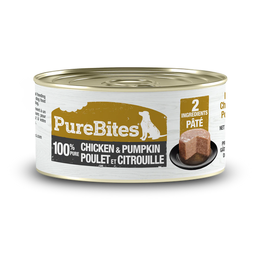 Nourriture humide pour chiens PureBites® Pates 100 % pure au poulet et à la citrouille 2,5 oz