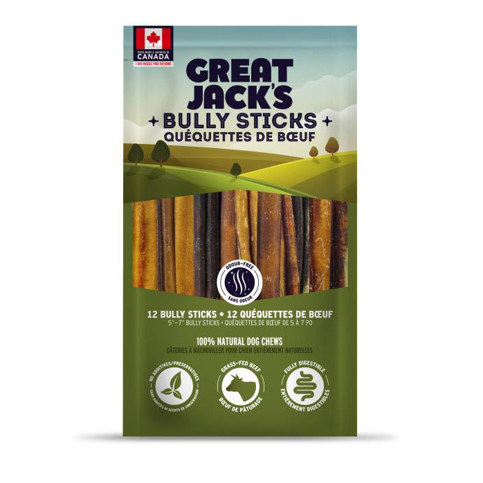 GREAT JACK'S Bully Stick - Odor-Free 6 Pack