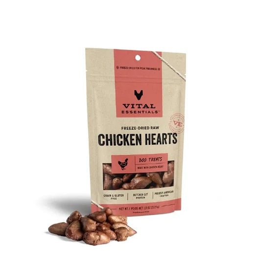 VITAL ESSENTIALS® FREEZE-DRIED CHICKEN HEARTS DOG TREATS 1.9 OZ